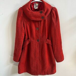 Anthropologie Tulle long tweed coat in burnt orange